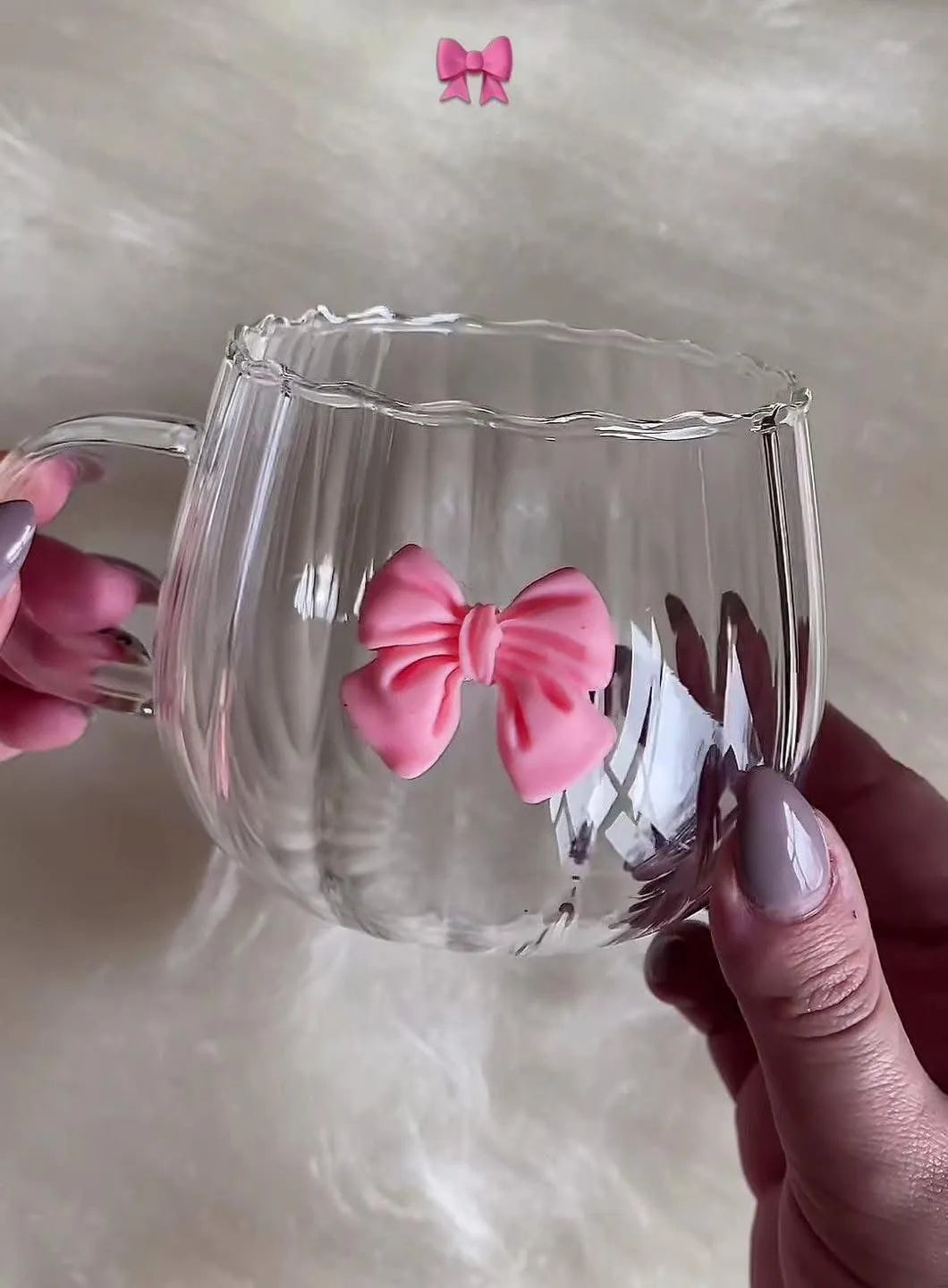 BOW GLASS - PINK