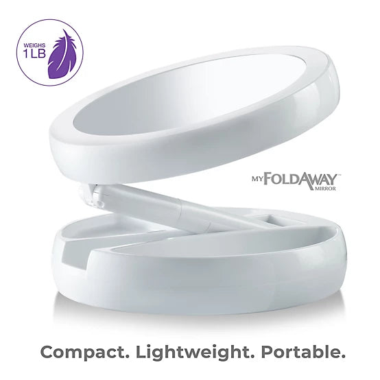 Foldaway LED Mirror - White