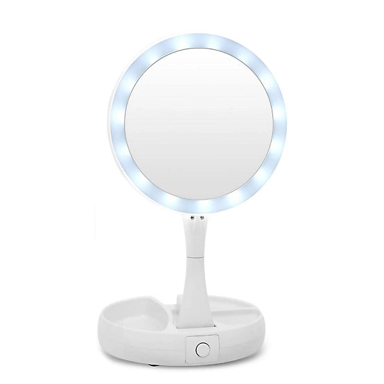 Foldaway LED Mirror - White
