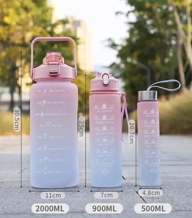 3 in 1 Sports Water Bottle Cold Driker Multi Purpose Plastic Cup Ideal for Gym Hiking Stylish Design