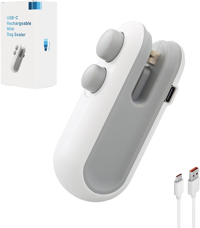Mini Bag Sealer, USB-C Rechargeable - Resealer Machine for Snack Bags