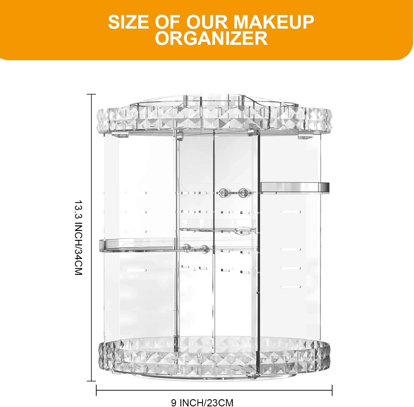 Transparent Makeup Organizer 360 Degree Rotating Adjustable Layers - Large Capacity