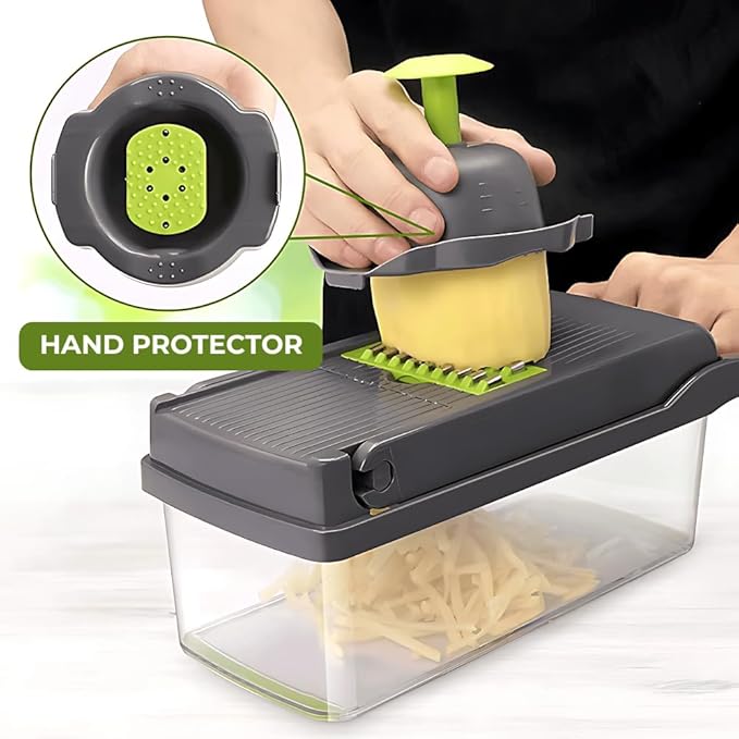 16 in 1 Vegetable Cutter & Chopper Slicer with 8 Blade – Multi-Functional Food Dicer, Fruit Dicer, Vegetable Cutter and Chopper, Peeler & Storage Container