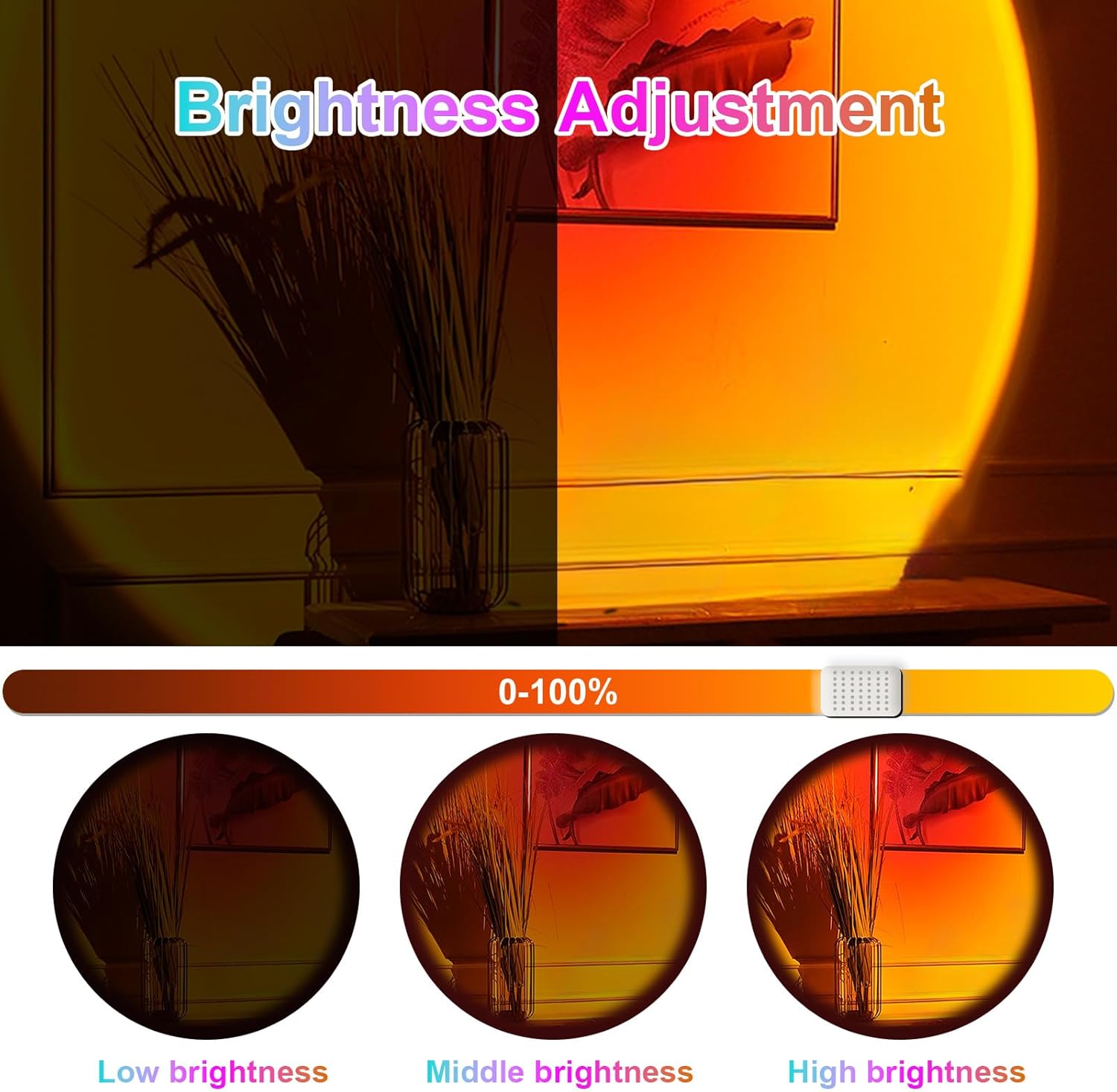 Remote Controlled Multicolor Sunset Lamp with Button Control for Bedroom