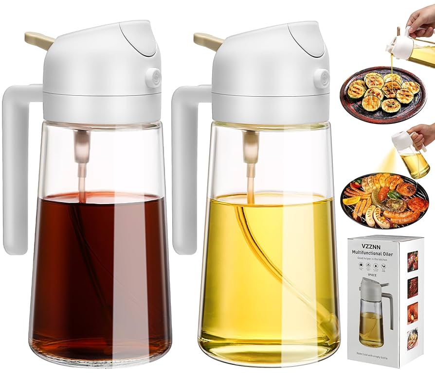2 in 1 Oil Sprayer and Oil Bottle for Cooking - Salad, Air Fryer, 450ml