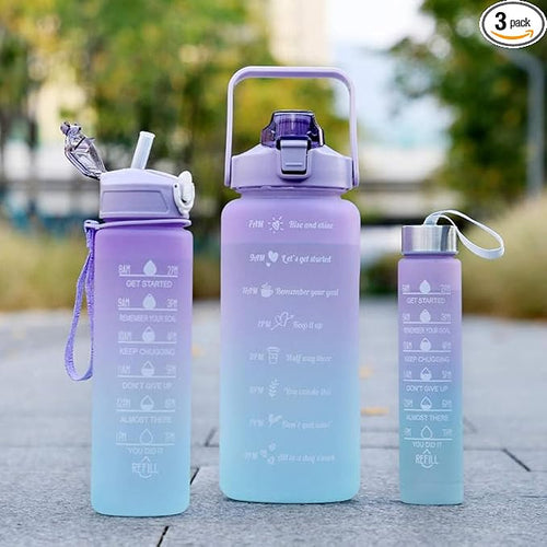 3 in 1 Sports Water Bottle Cold Driker Multi Purpose Plastic Cup Ideal for Gym Hiking Stylish Design