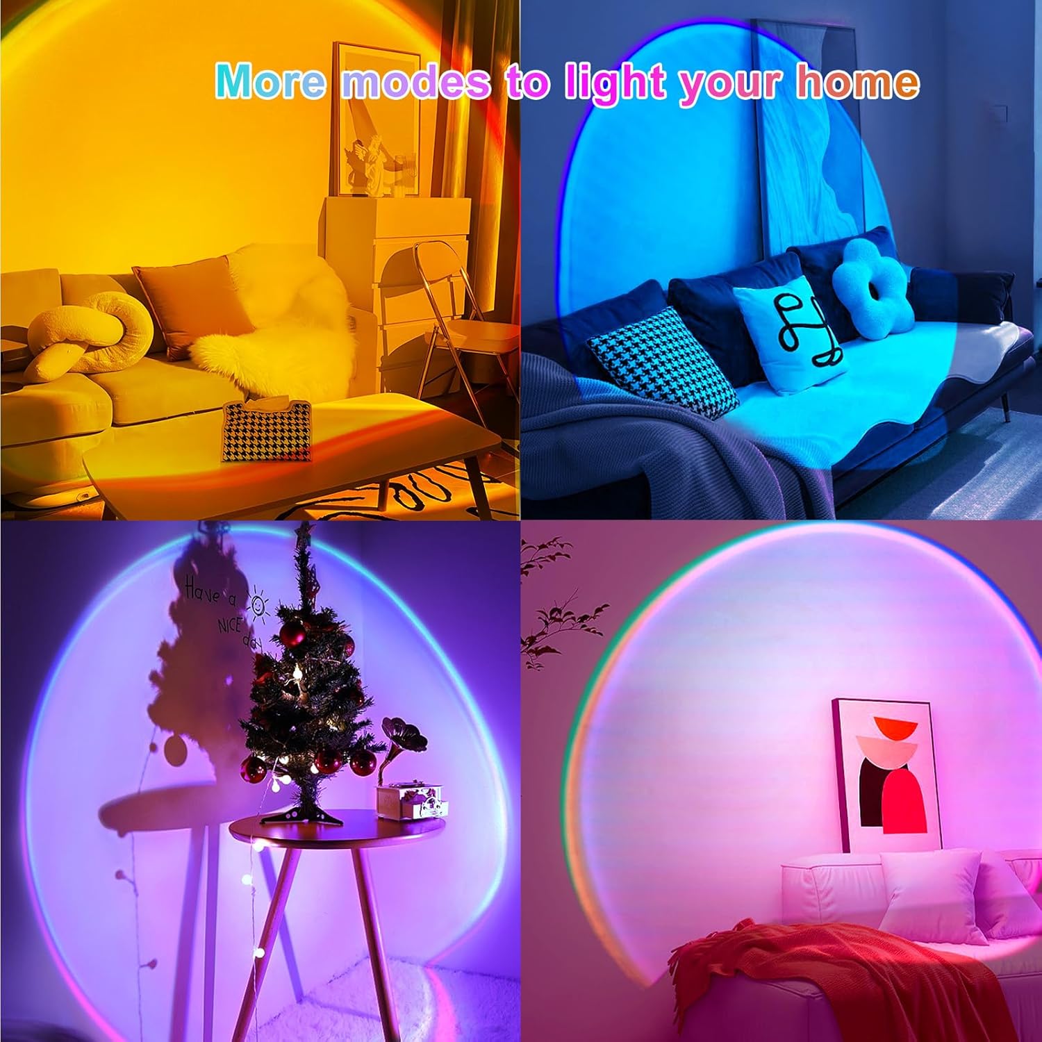Remote Controlled Multicolor Sunset Lamp with Button Control for Bedroom