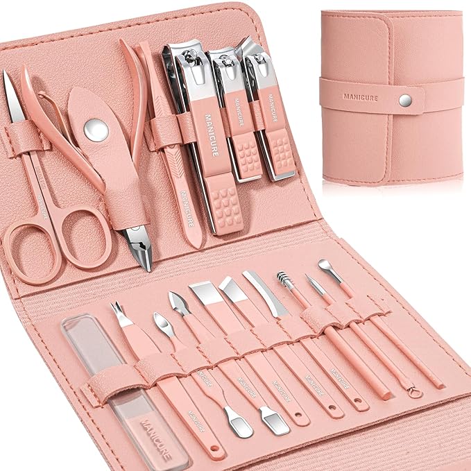 Manicure Set Professional Nail Clippers Pedicure Kit - 16 pcs Grooming Kit for Men Women