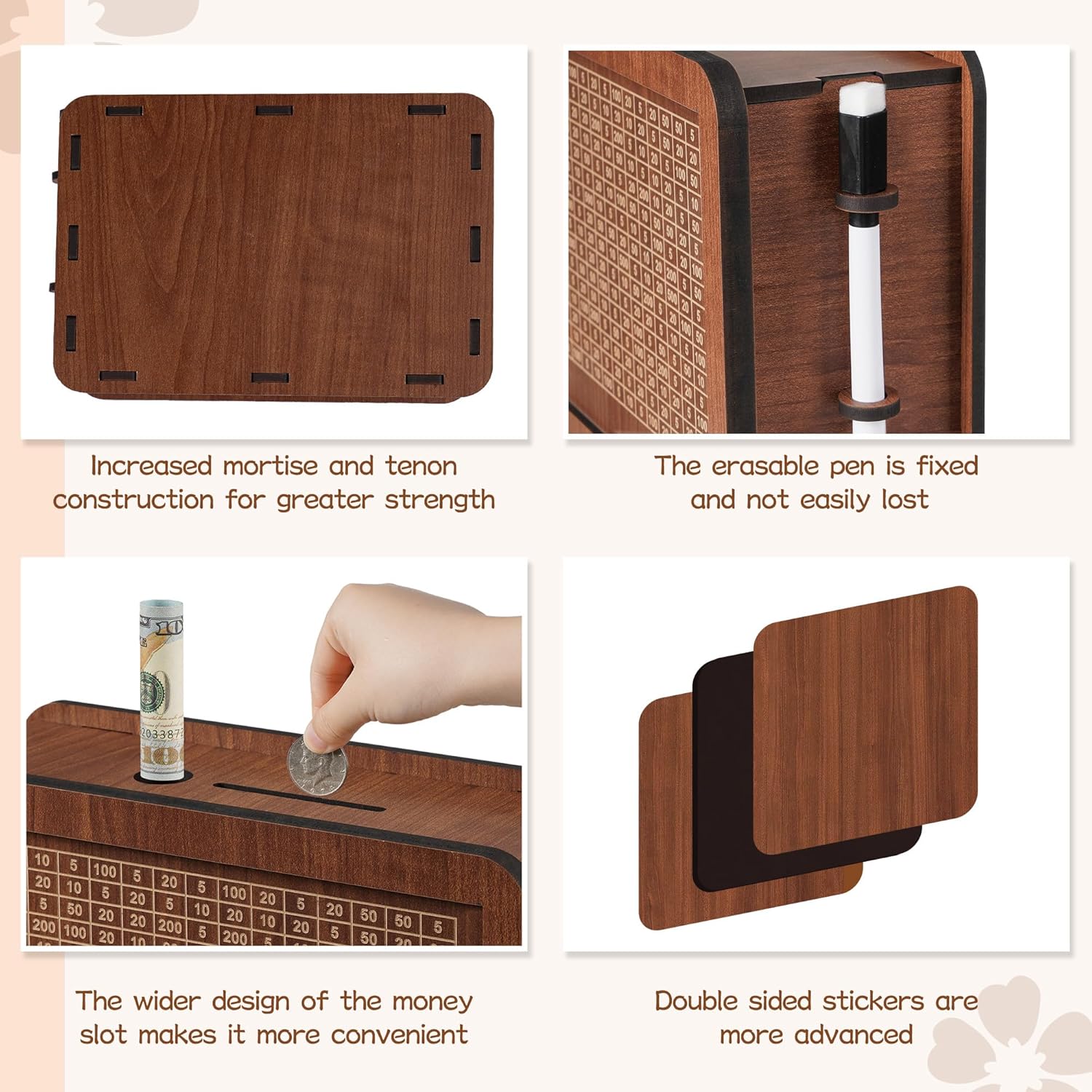 Umrah Saving Box - Wooden Cash Money Saving Box,Piggy Bank for Kids & Adults,10000 Savings Challenge Box