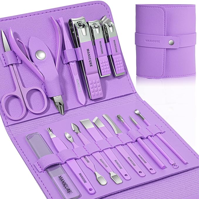 Manicure Set Professional Nail Clippers Pedicure Kit - 16 pcs Grooming Kit for Men Women