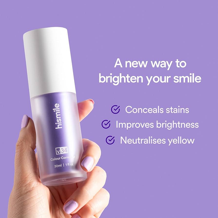 Hismile v34 Colour Corrector - Tooth Stain Concealer - Teeth Whitening Booster, Purple Toothpaste