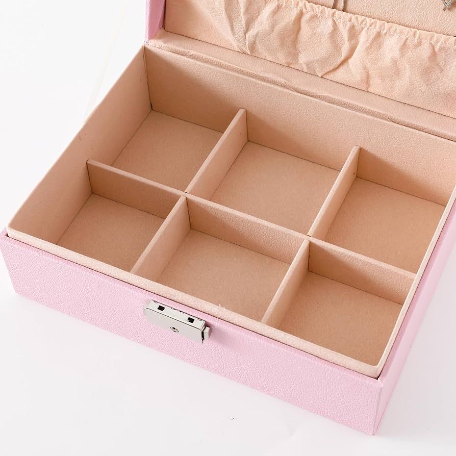 Earring Organizer - Double-layer Jewelry Box/Case/Holder for Earrings, Rings, Necklaces - Soft Pink